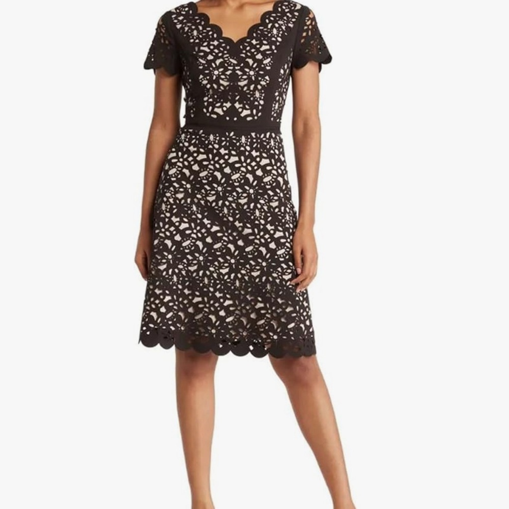 FOCUS BY SHANI
Laser Cut Fit & Flare Dress